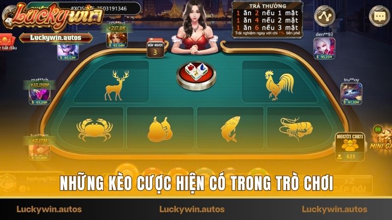 9 kèo cược hiện có trong bầu cua Luckywin